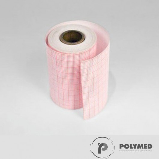 Hartie ECG pentru Hellige EK 41/51, caroiaj rosu, 55 mm x 20 m, role