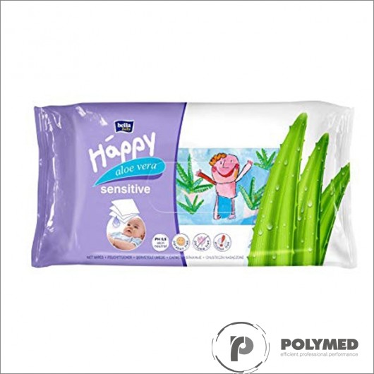 Servetele umede Happy Sensitive, cu aloe, rezervă - Polymed