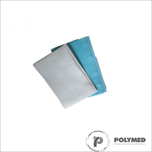 Bavete din PE+hartie, fara legaturi, 61 cm x 53 cm, 80 buc., alb/albastru