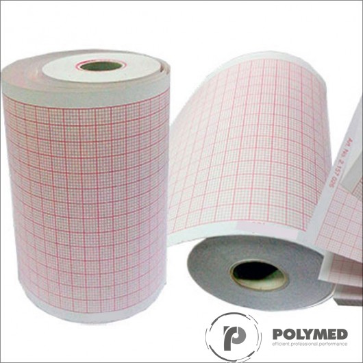 Hartie ECG pentru Schiller, caroiaj rosu, 130 mm x 30 m, role