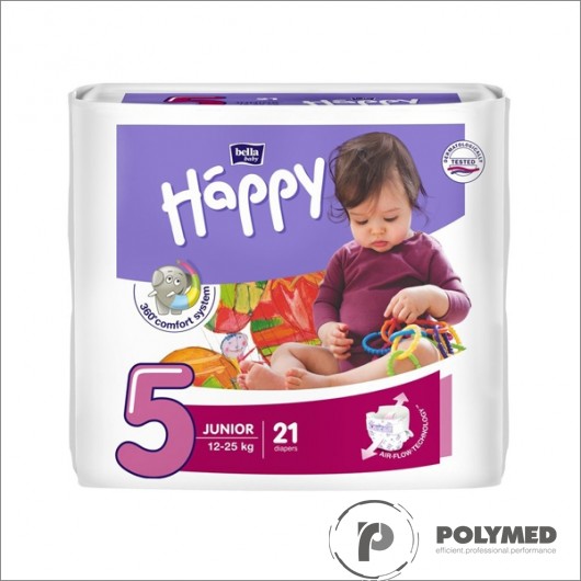 Scutece copii Happy Junior 21, 12-25 kg - Polymed