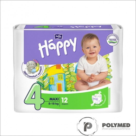 Scutece copii Happy Maxi, 8-18 kg - Polymed