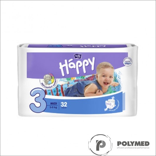 Scutece copii Happy Midi, 5-9 kg - Polymed