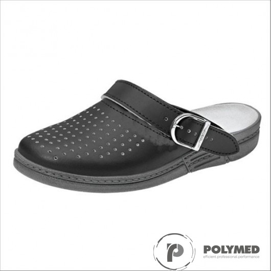 Saboti albi/negri, din piele, perforati, marimi 41-46 - Polymed