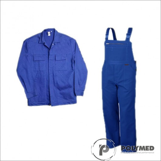 Costum salopeta cu pieptar, albastru royal, S-XL - Polymed