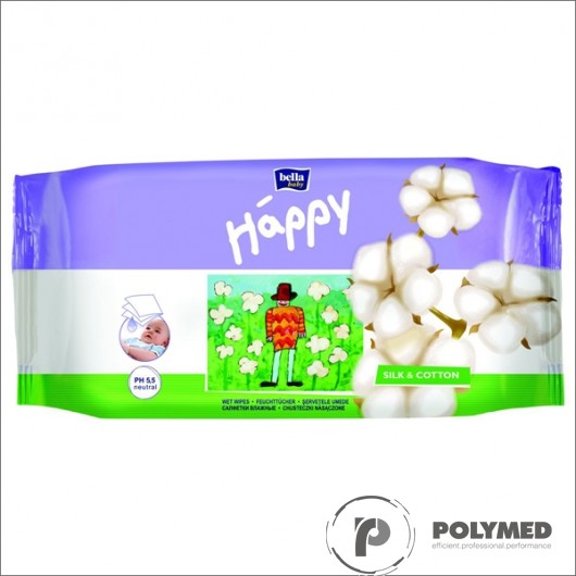 Servetele umede Happy Silk&Cotton, duo pack - Polymed