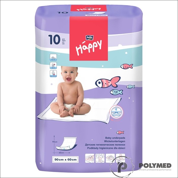 Aleze igienice Happy Bed Pads 90x60, 10 buc. - Polymed