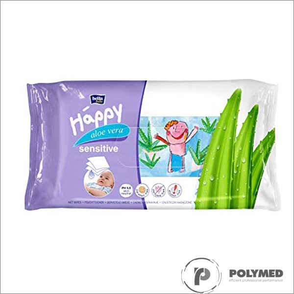 Servetele umede Happy Sensitive, cu aloe, rezervă - Polymed