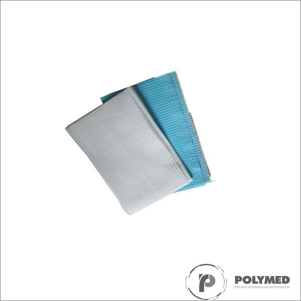 Bavete din PE+hartie, fara legaturi, 61 cm x 53 cm, 80 buc., alb/albastru