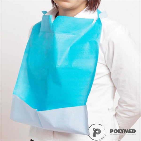 Bavete din PE+hartie, cu legaturi, 61 cm x 53 cm, 80 buc., alb/albastru
