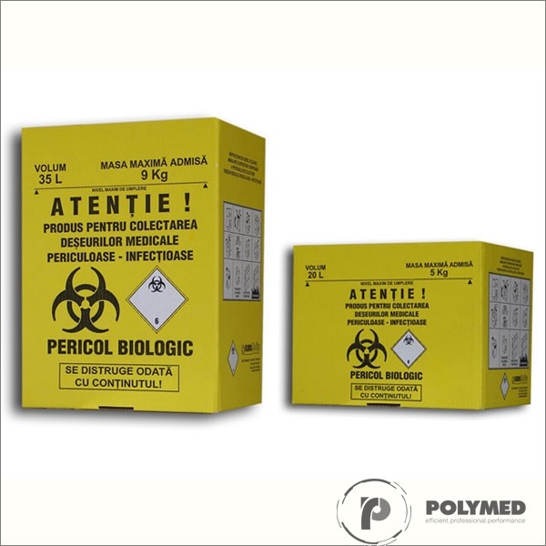 Cutie carton colectare deseuri infectioase cu sac