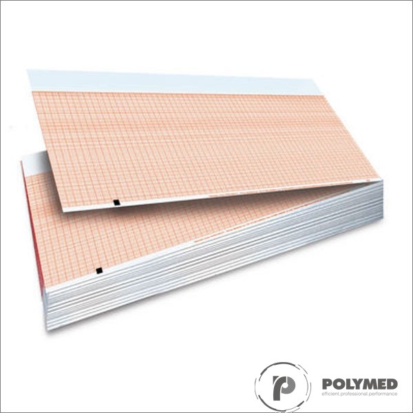 Hartie ECG in Z pentru Nihon Kohden FQW110-2-140, Cardiofax S1250, caroiaj rosu, 110 mm x 140 mm
