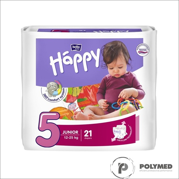 Scutece copii Happy Junior 21, 12-25 kg - Polymed