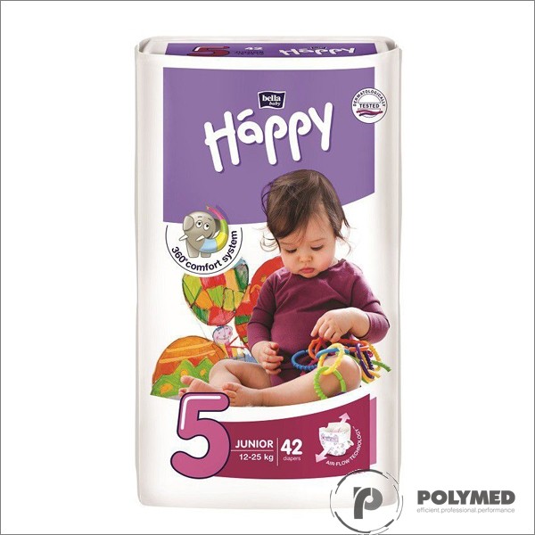 Scutece copii Happy Junior 42, 12-25 kg - Polymed