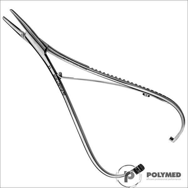 Port-ac Mathieu drept/curb pentru ace de sutura, 14 cm/17 cm