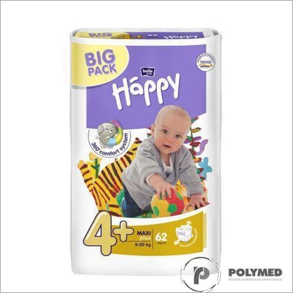 Scutece copii Happy Maxi Plus, 9-20 kg - Polymed