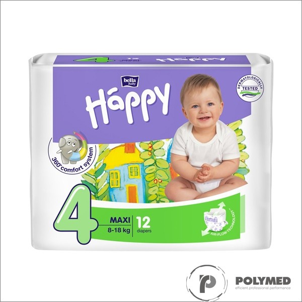Scutece copii Happy Maxi, 8-18 kg - Polymed