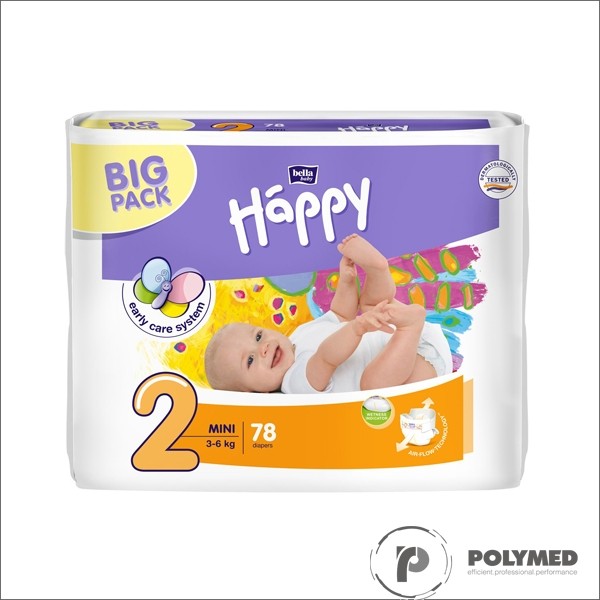 Scutece nou-nascuti Happy Mini, 3-6 kg - Polymed