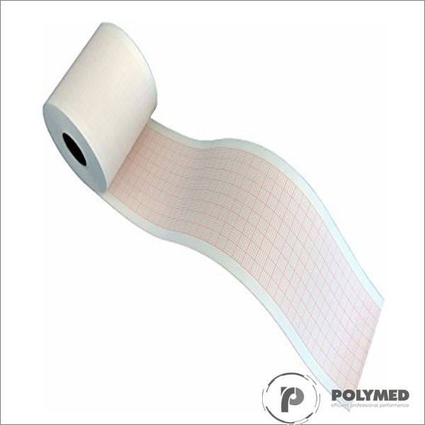 Hartie ECG pentru Heaco 100G, Medtronic Lifepak 9, Fukuda, Nihon Kohden, caroiaj rosu, 50 mm x 20 m, role