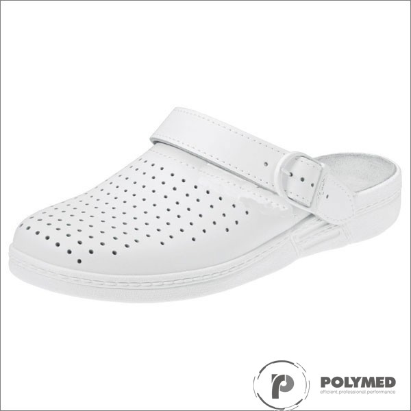 Saboti cu bareta reglabila, perforati, albi, marimi 35-40 - Polymed