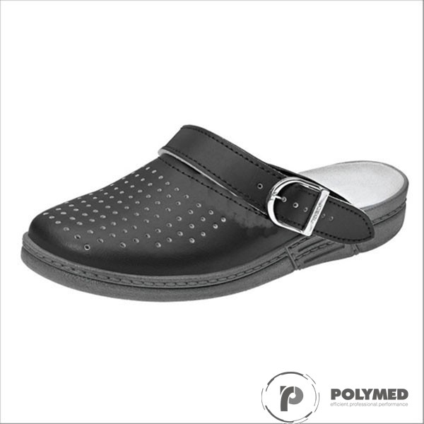 Saboti albi/negri, din piele, perforati, marimi 41-46 - Polymed