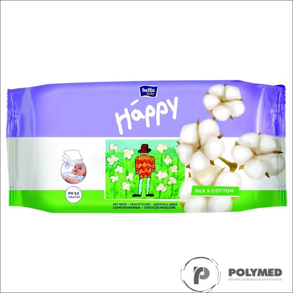 Servetele umede Happy Silk&Cotton - Polymed