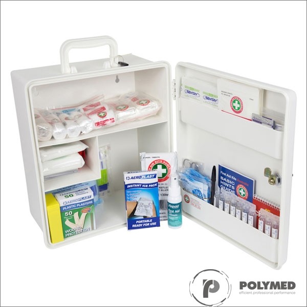 Trusa sanitara de prim-ajutor, nedetasabila, cu suport perete, avizata MS