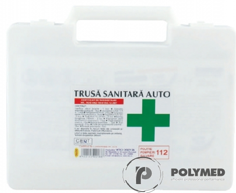 Trusa sanitara de prim-ajutor, auto, DIN 13164, in cutie de plastic