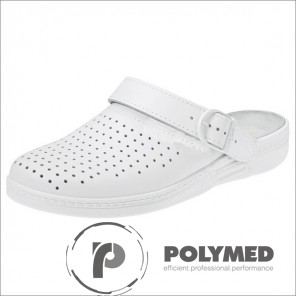 Saboti cu bareta reglabila, perforati, albi, marimi 35-40 - Polymed