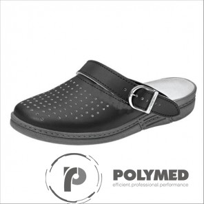 Saboti albi/negri, din piele, perforati, marimi 41-46 - Polymed