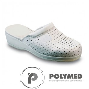 Saboti albi/negri, din piele, perforati, marimi 35-40 - Polymed