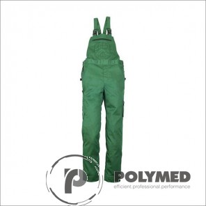 Pantaloni de lucru unisex, cu pieptar, verde, XS-XL, tercot - Polymed