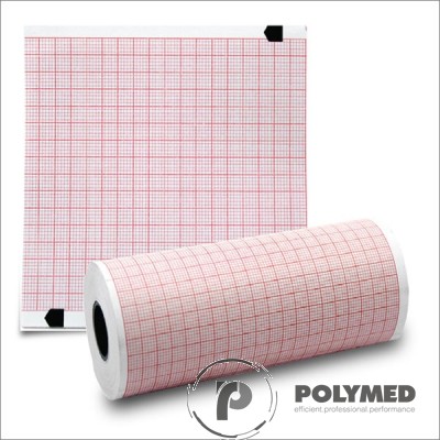 Hartie ECG pentru Fukuda Denshi OP358TE, caroiaj rosu, 145 mm x 30 m, role